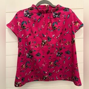 MELLODAY Vibrant Pink Floral Blouse XL